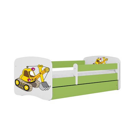 Łóżko dziecięce Babydreams Koparka - 180/80, kolor zielony, materac piankowo-kokosowy