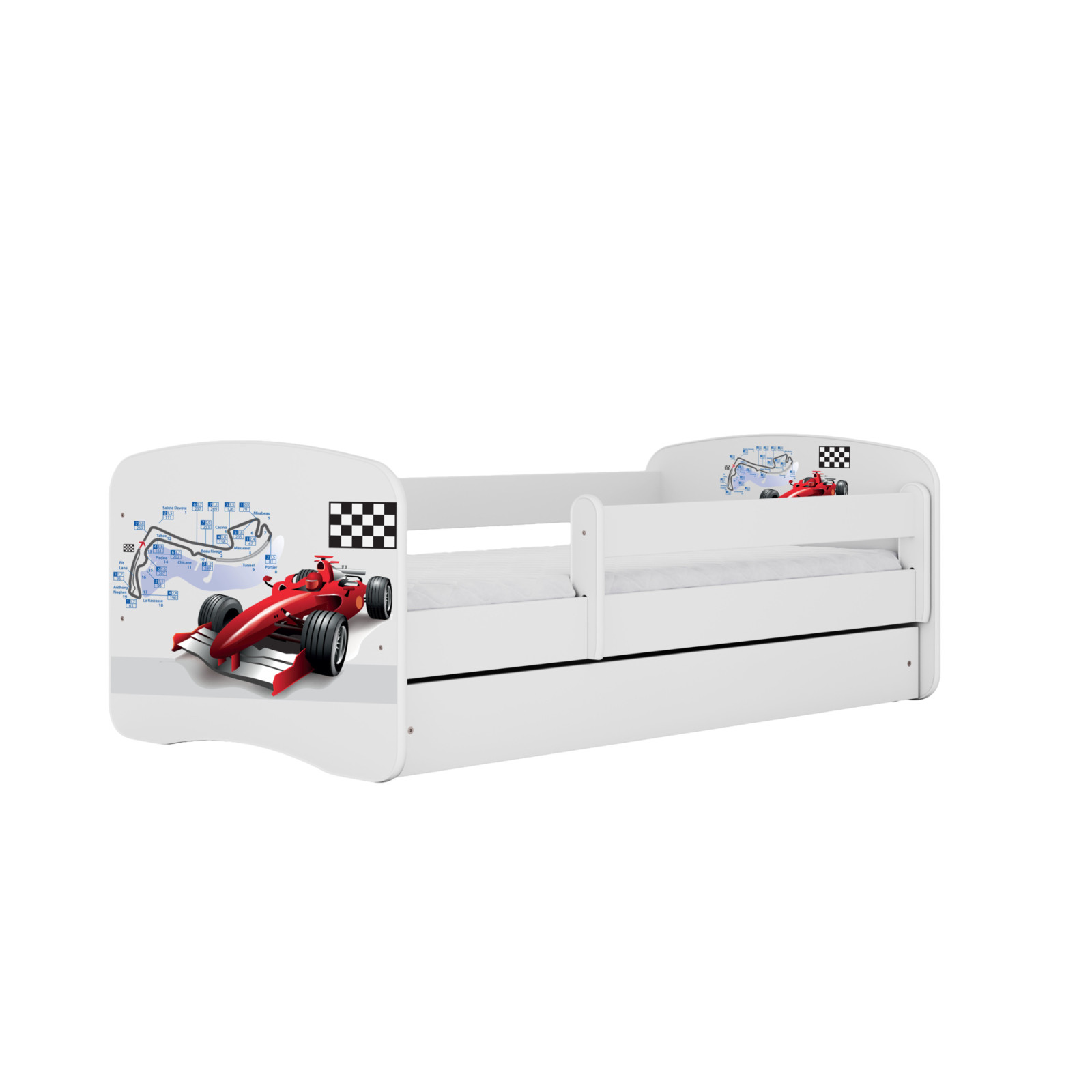 Łóżko dziecięce Babydreams Formuła - 180/80, kolor biały, materac piankowy