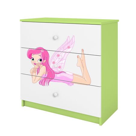 Komoda Babydreams Wróżka ze skrzydełkami - kolor zielony