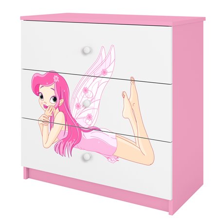 Komoda Babydreams Wróżka ze skrzydełkami - kolor różowy