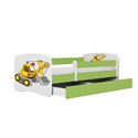 Łóżko dziecięce Babydreams - Koparka Z szufladą 160/80, Zielony, bez materaca