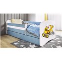 Łóżko dziecięce Babydreams - Koparka Z szufladą 180/80, Niebieski, Materac pianka kokos 180/80/9 - materac średniej twardości (+