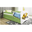 Łóżko dziecięce Babydreams - Koparka Z szufladą 160/80, Zielony, Materac pianka lateks kokos 160/80/10 - materac średniej twardo