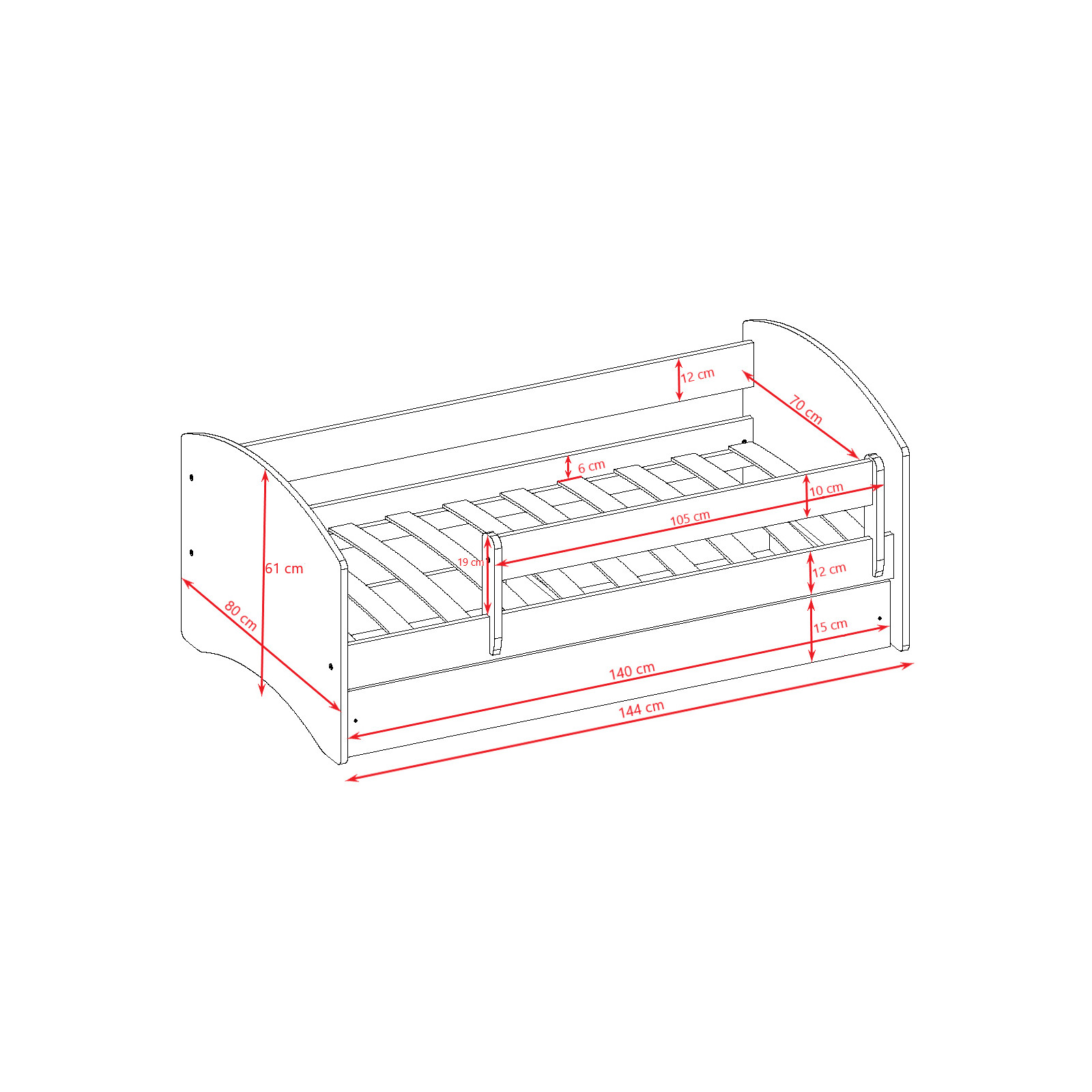 Łóżko dziecięce Babydreams - Formuła Bez szuflady 140/70, Różowy, Materac piankowy 140/70/8 - materac średniej twardości (+80zł)