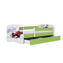 Łóżko dziecięce Babydreams - Formuła Z szufladą 180/80, Zielony, Materac pianka lateks kokos 180/80/10 - materac średniej twardo