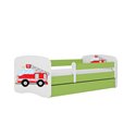 Łóżko dziecięce Babydreams - Straż pożarna Z szufladą 160/80, Zielony, bez materaca