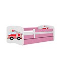 Łóżko dziecięce Babydreams - Straż pożarna Z szufladą 180/80, Różowy, Materac piankowy 180/80/8 - materac średniej twardości (+1