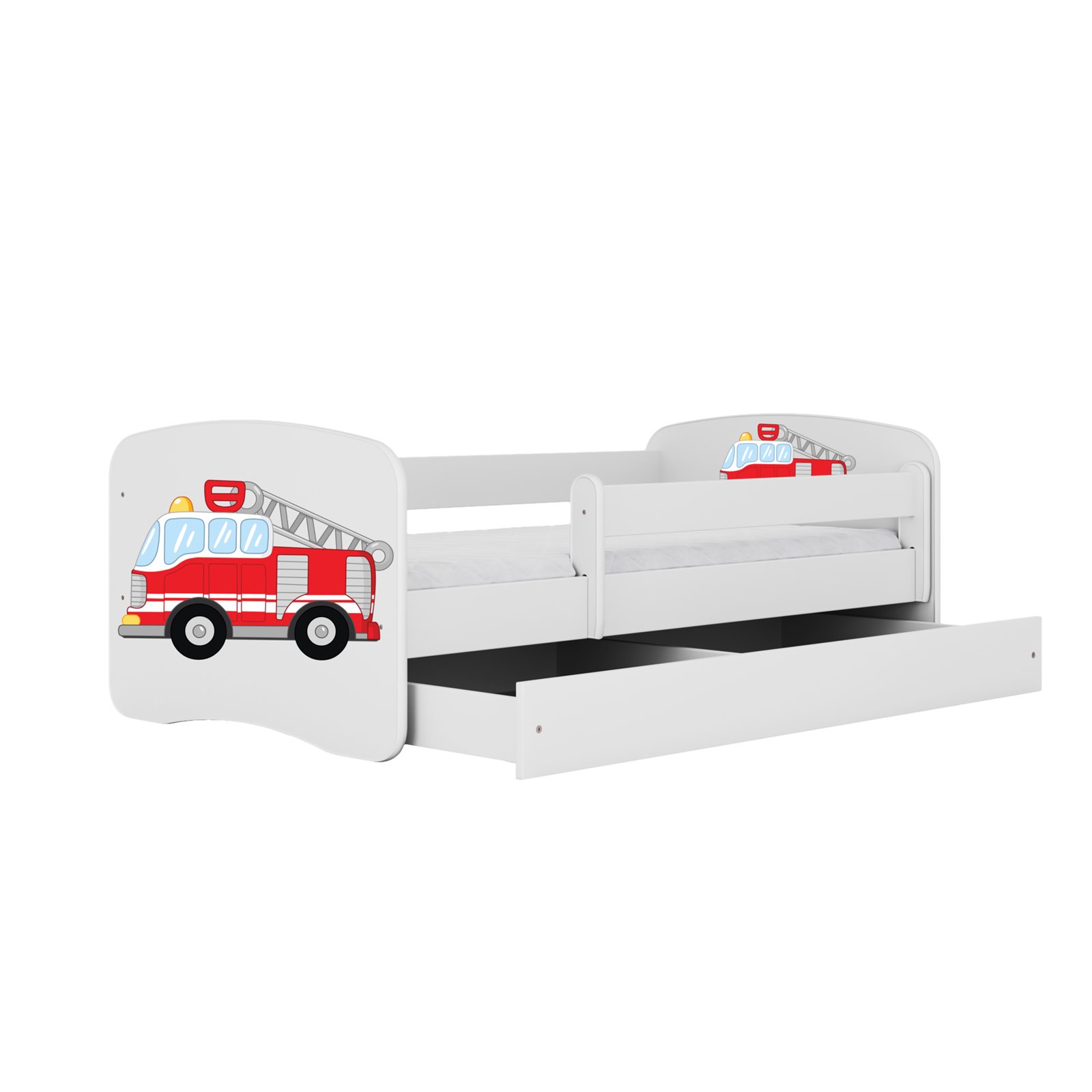 Łóżko dziecięce Babydreams - Straż pożarna Z szufladą 180/80, Biały, Materac pianka lateks 180/80/10 - materac średniej twardośc