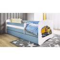 Łóżko dziecięce Babydreams - Ciężarówka Z szufladą 180/80, Niebieski, Materac piankowy 180/80/8 - materac średniej twardości (+1