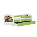 Łóżko dziecięce Babydreams - Ciężarówka Z szufladą 180/80, Zielony, Materac piankowy 180/80/8 - materac średniej twardości (+120