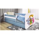 Łóżko dziecięce Babydreams - Zoo Z szufladą 180/80, Niebieski, Materac pianka lateks 180/80/10 - materac średniej twardości (+49