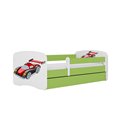 Łóżko dziecięce Babydreams - Auto wyścigowe Z szufladą 140/70, Zielony, Materac pianka lateks 140/70/9 - materac średniej twardo