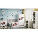Łóżko dziecięce Babydreams - Auto wyścigowe Bez szuflady 160/80, Biały, Materac pianka lateks kokos 160/80/10 - materac średniej