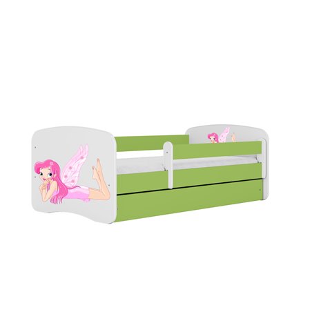Łóżko dziecięce Babydreams - Wróżka ze skrzydełkami Bez szuflady 160/80, Zielony, Materac piankowy 160/80/8 - materac średniej t