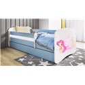 Łóżko dziecięce Babydreams - Wróżka ze skrzydełkami Z szufladą 180/80, Niebieski, Materac pianka lateks 180/80/10 - materac śred