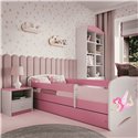 Łóżko dziecięce Babydreams - Wróżka ze skrzydełkami Bez szuflady 140/70, Różowy, Materac pianka lateks kokos 140/70/10 - materac
