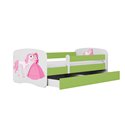 Łóżko dziecięce Babydreams - Księżniczka i konik Bez szuflady 160/80, Zielony, Materac pianka lateks 160/80/9 - materac średniej
