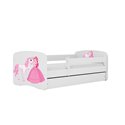 Łóżko dziecięce Babydreams - Księżniczka i konik Z szufladą 180/80, Biały, Materac piankowy 180/80/8 - materac średniej twardośc