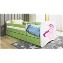 Łóżko dziecięce Babydreams - Jednorożec Z szufladą 160/80, Zielony, Materac piankowy 160/80/8 - materac średniej twardości (+100