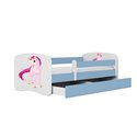 Łóżko dziecięce Babydreams - Jednorożec Z szufladą 180/80, Niebieski, bez materaca