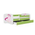 Łóżko dziecięce Babydreams - Jednorożec Z szufladą 180/80, Zielony, bez materaca