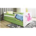 Łóżko dziecięce Babydreams - Księżniczka na koniku Bez szuflady 160/80, Zielony, Materac pianka lateks 160/80/9 - materac średni