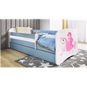 Łóżko dziecięce Babydreams - Księżniczka na koniku Bez szuflady 180/80, Niebieski, Materac piankowy 180/80/8 - materac średniej 