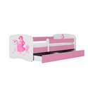 Łóżko dziecięce Babydreams - Księżniczka na koniku Z szufladą 160/80, Różowy, Materac pianka lateks kokos 160/80/10 - materac śr