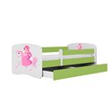 Łóżko dziecięce Babydreams - Księżniczka na koniku Z szufladą 180/80, Zielony, Materac pianka lateks kokos 180/80/10 - materac ś