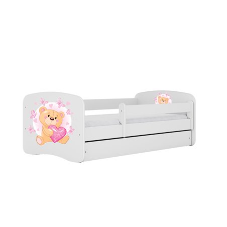 Łóżko dziecięce Babydreams - Miś z motylkami Bez szuflady 140/70, Biały, bez materaca