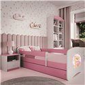 Łóżko dziecięce Babydreams - Miś z motylkami Bez szuflady 160/80, Różowy, Materac pianka lateks 160/80/9 - materac średniej twar