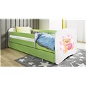 Łóżko dziecięce Babydreams - Miś z motylkami Bez szuflady 160/80, Zielony, bez materaca