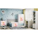 Łóżko dziecięce Babydreams - Miś z motylkami Z szufladą 180/80, Niebieski, Materac pianka lateks 180/80/10 - materac średniej tw