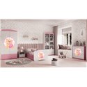 Łóżko dziecięce Babydreams - Miś z motylkami Z szufladą 180/80, Różowy, Materac pianka lateks kokos 180/80/10 - materac średniej