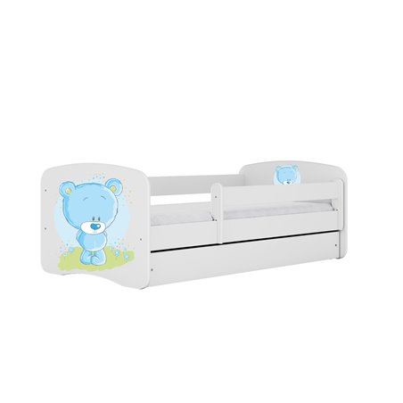 Łóżko dziecięce Babydreams - Niebieski miś Bez szuflady 140/70, Biały, bez materaca
