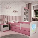 Łóżko dziecięce Babydreams - Niebieski miś Z szufladą 140/70, Różowy, Materac piankowy 140/70/8 - materac średniej twardości (+8