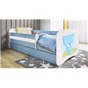 Łóżko dziecięce Babydreams - Niebieski miś Z szufladą 160/80, Niebieski, Materac piankowy 160/80/8 - materac średniej twardości 