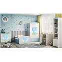 Łóżko dziecięce Babydreams - Niebieski miś Z szufladą 160/80, Niebieski, Materac piankowy 160/80/8 - materac średniej twardości 