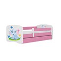 Łóżko dziecięce Babydreams - Słonik Bez szuflady 140/70, Różowy, Materac piankowy 140/70/8 - materac średniej twardości (+80zł)