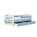 Łóżko dziecięce Babydreams - Słonik Z szufladą 140/70, Niebieski, bez materaca