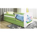 Łóżko dziecięce Babydreams - Słonik Z szufladą 160/80, Zielony, Materac pianka lateks 160/80/9 - materac średniej twardości (+44