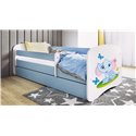 Łóżko dziecięce Babydreams - Słonik Bez szuflady 180/80, Niebieski, Materac pianka lateks 180/80/10 - materac średniej twardości