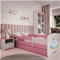 Łóżko dziecięce Babydreams - Słonik Z szufladą 140/70, Różowy, Materac pianka lateks kokos 140/70/10 - materac średniej twardośc
