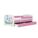 Łóżko dziecięce Babydreams - Słonik Bez szuflady 180/80, Różowy, Materac pianka lateks kokos 180/80/10 - materac średniej twardo