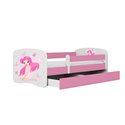 Łóżko dziecięce Babydreams - Wróżka z motylkami Bez szuflady 140/70, Różowy, Materac pianka kokos 140/70/9 - materac średniej tw