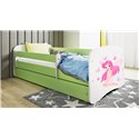 Łóżko dziecięce Babydreams - Wróżka z motylkami Z szufladą 160/80, Zielony, Materac piankowy 160/80/8 - materac średniej twardoś