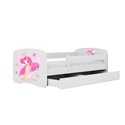 Łóżko dziecięce Babydreams - Wróżka z motylkami Z szufladą 160/80, Biały, Materac pianka kokos 160/80/9 - materac średniej tward