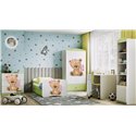 Łóżko dziecięce Babydreams - Miś z kwiatkami Z szufladą 140/70, Zielony, bez materaca
