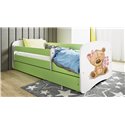 Łóżko dziecięce Babydreams - Miś z kwiatkami Bez szuflady 180/80, Zielony, bez materaca