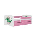 Łóżko dziecięce Babydreams - Mały dino Z szufladą 140/70, Różowy, Materac piankowy 140/70/8 - materac średniej twardości (+80zł)
